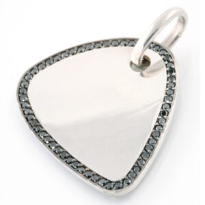 Guitar Pick Pendant with Black Diamond Border (W)