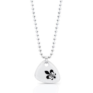 Fleur de Lis Guitar Pick Pendant with Drilled Border (B)