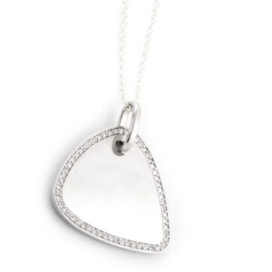Guitar Pick Pendant with Diamond Border (W)