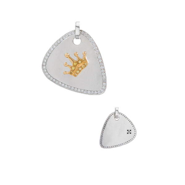 Crown Guitar Pick Pendant with Diamond Border (W) - Image 2