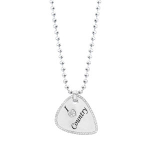 Country Guitar Pick Pendant with Diamond Border (W)