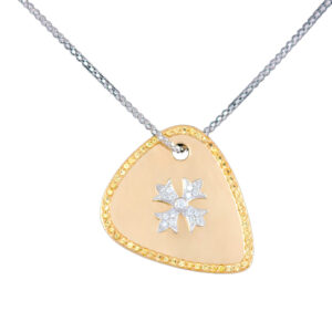 Cross Guitar Pick Pendant with Y/Sapphire Border (Y)